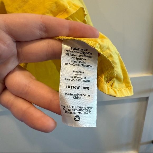 Yellow Ruffle Strap Top Size 1X - Picture 6 of 7